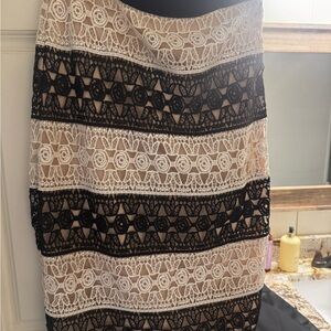 Jealous Tomato Black and White Lace Pencil Skirt